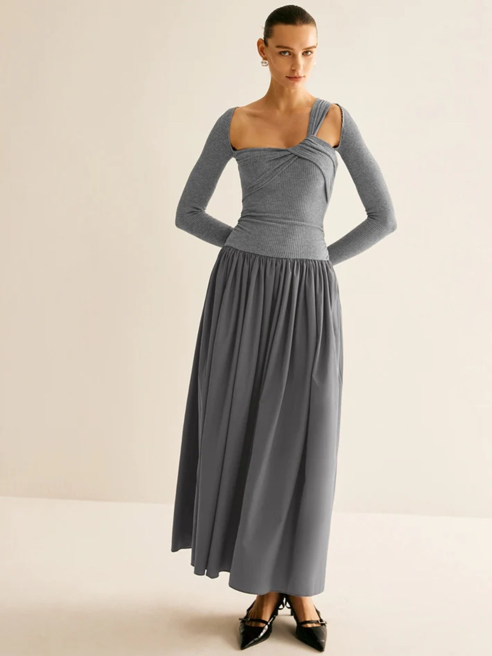 Gray drop waist dress